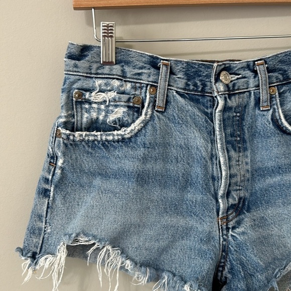 AGOLDE Jean Short PARKER VINTAGE CUT OFF High Rise Raw Hem Sz 27 - Picture 3 of 14